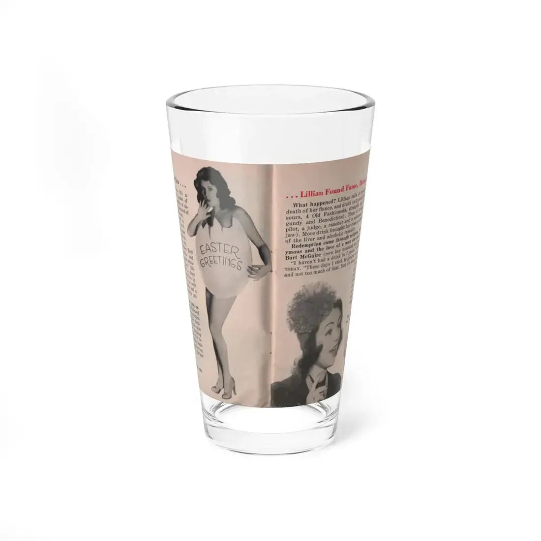 Lillian Roth #40 - People Pocket Mag. 6-16-54 - 2 B&W Photos & Article Continued (Vintage Female Icon) Pint Glass 16oz 16oz - Go Mug Yourself