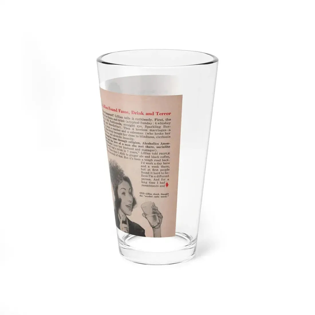 Lillian Roth #40 - People Pocket Mag. 6-16-54 - 2 B&W Photos & Article Continued (Vintage Female Icon) Pint Glass 16oz - Go Mug Yourself