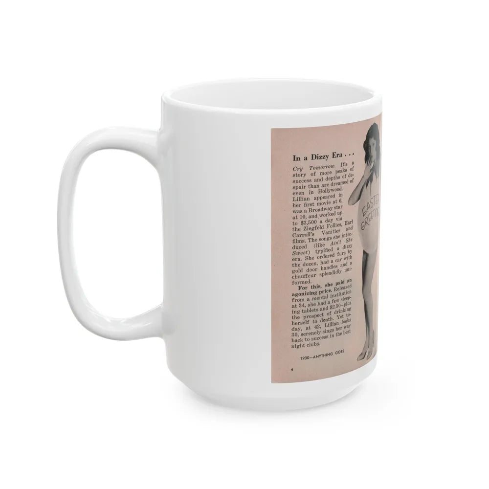 Lillian Roth #40 - People Pocket Mag. 6-16-54 - 2 B&W Photos & Article Continued (Vintage Female Icon) White Coffee Mug-Go Mug Yourself