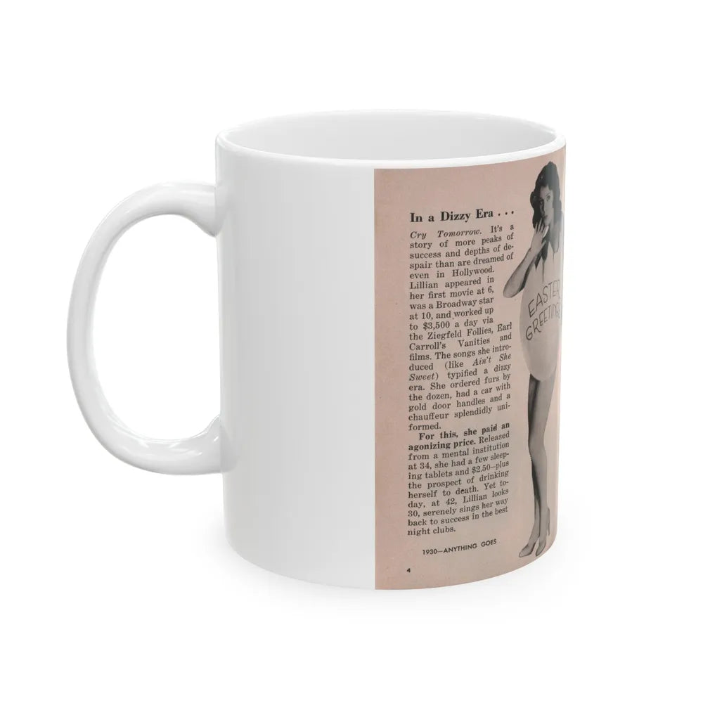 Lillian Roth #40 - People Pocket Mag. 6-16-54 - 2 B&W Photos & Article Continued (Vintage Female Icon) White Coffee Mug-Go Mug Yourself