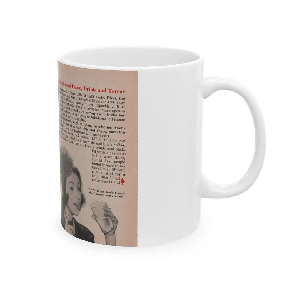 Lillian Roth #40 - People Pocket Mag. 6-16-54 - 2 B&W Photos & Article Continued (Vintage Female Icon) White Coffee Mug-Go Mug Yourself