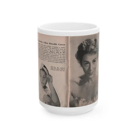 Lillian Roth #41 - People Pocket Mag. 6-16-54 - 2 B&W Photos & Article Continued (Vintage Female Icon) White Coffee Mug 15oz - Go Mug Yourself