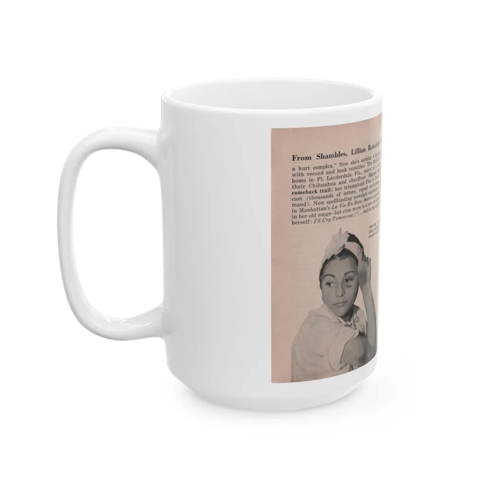 Lillian Roth #41 - People Pocket Mag. 6-16-54 - 2 B&W Photos & Article Continued (Vintage Female Icon) White Coffee Mug-Go Mug Yourself
