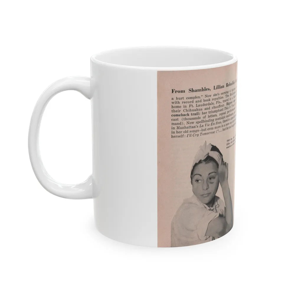 Lillian Roth #41 - People Pocket Mag. 6-16-54 - 2 B&W Photos & Article Continued (Vintage Female Icon) White Coffee Mug-Go Mug Yourself