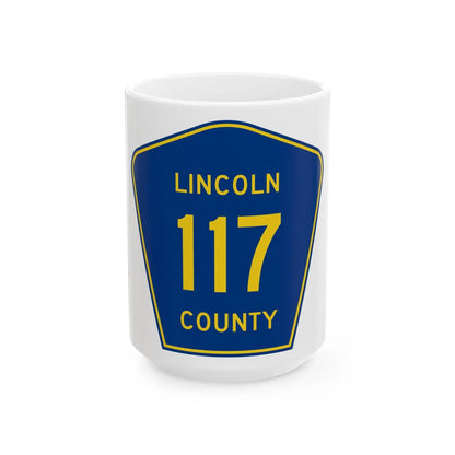 Lincoln County 117 (South Dakota) (Road Sign) White Coffee Mug 15oz - Go Mug Yourself