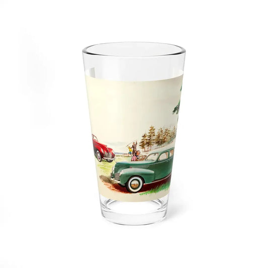 Lincoln Motors 1938 Zephyr V-12 Four Door Sedan ad illustration, c. 1938 - Pint Glass 16oz 16oz - Go Mug Yourself