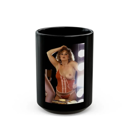 Linda Blair #106 - Partially Topless (Vintage Female Icon) Black Coffee Mug 15oz - Go Mug Yourself