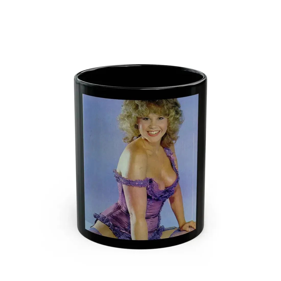 Linda Blair #139 - Partially Topless (Vintage Female Icon) Black Coffee Mug 11oz - Go Mug Yourself