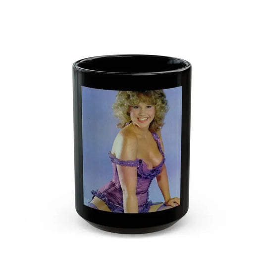 Linda Blair #139 - Partially Topless (Vintage Female Icon) Black Coffee Mug 15oz - Go Mug Yourself
