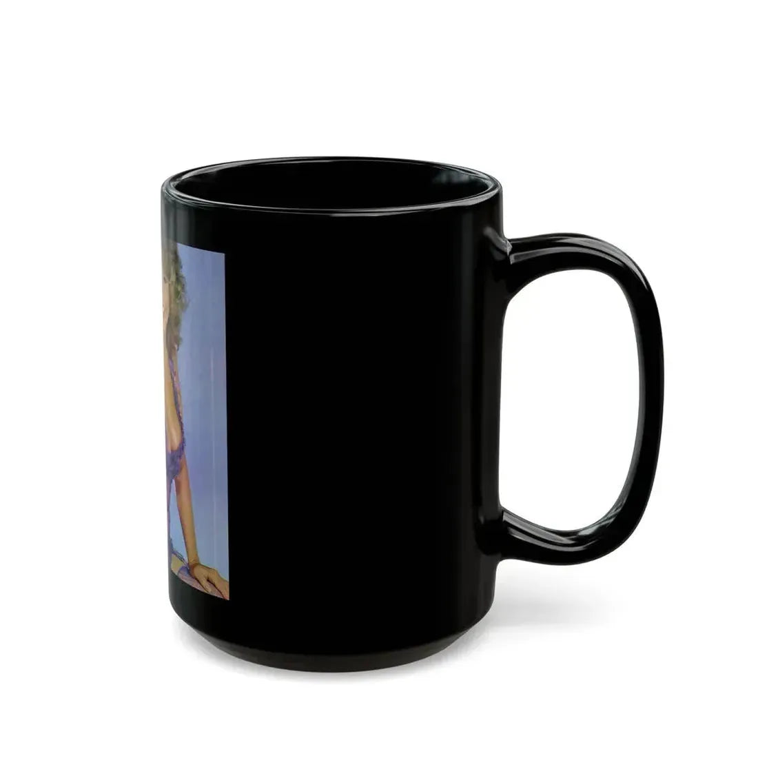 Linda Blair #139 - Partially Topless (Vintage Female Icon) Black Coffee Mug - Go Mug Yourself
