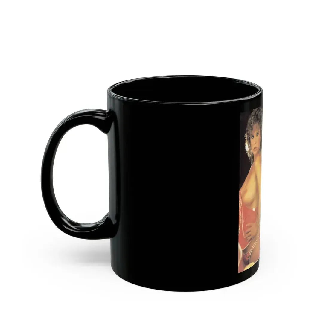 Linda Blair #140 - Partially Topless (Vintage Female Icon) Black Coffee Mug - Go Mug Yourself