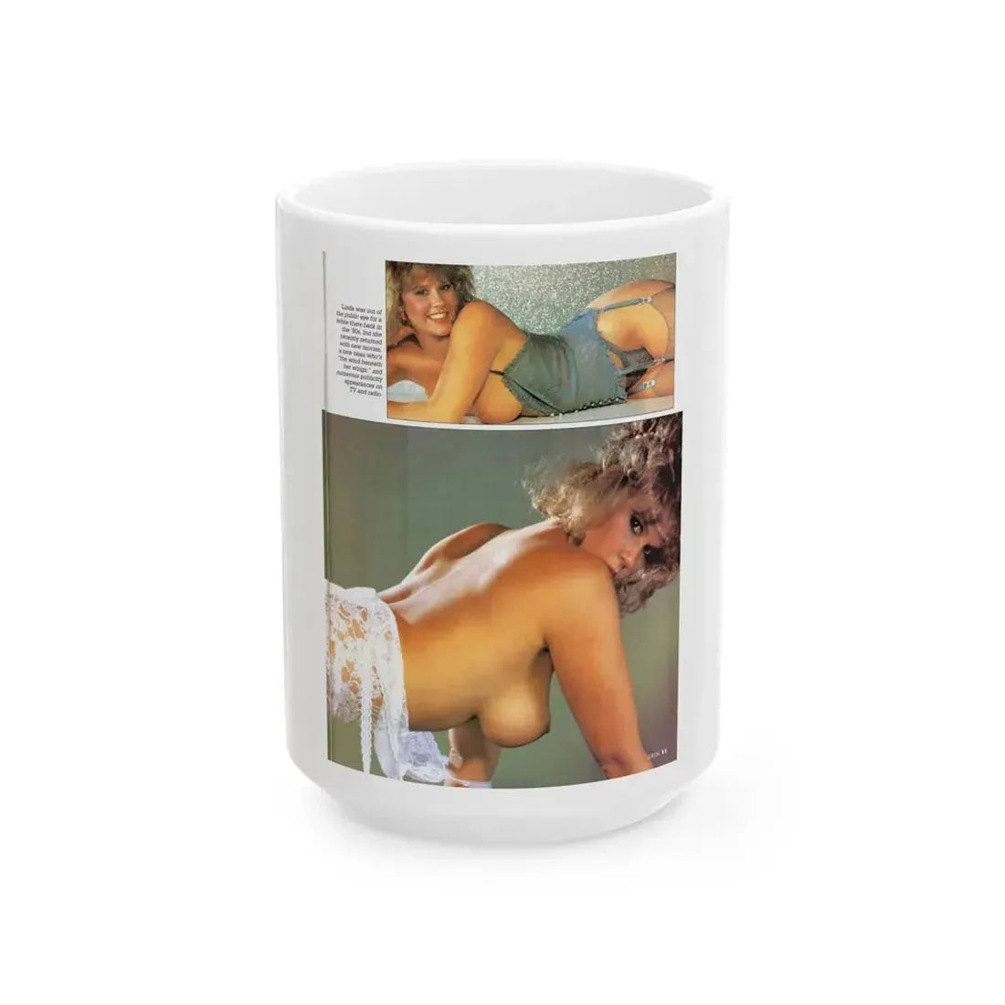Linda Blair #141 - Partially Topless (Vintage Female Icon) White Coffee Mug 15oz - Go Mug Yourself