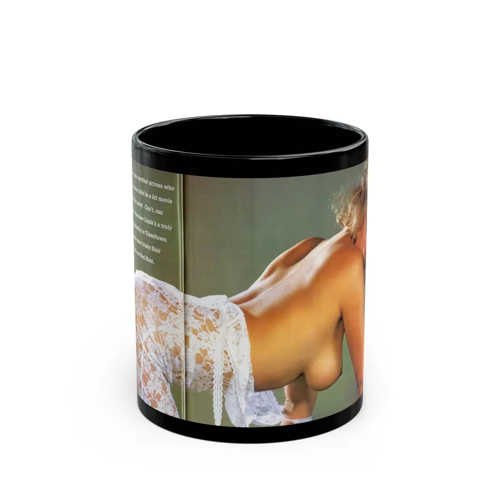 Linda Blair #142 - Topless (Vintage Female Icon) Black Coffee Mug-11oz-Go Mug Yourself