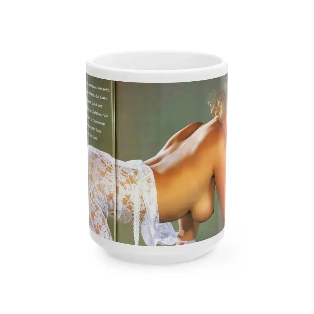Linda Blair #142 - Topless (Vintage Female Icon) White Coffee Mug 15oz - Go Mug Yourself