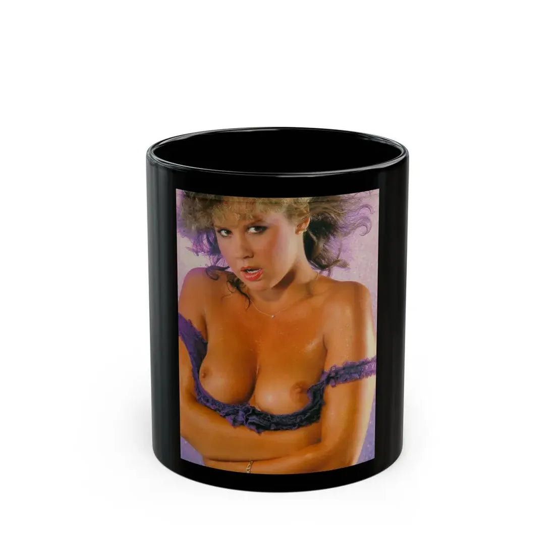 Linda Blair #143 - Topless (Vintage Female Icon) Black Coffee Mug 11oz - Go Mug Yourself