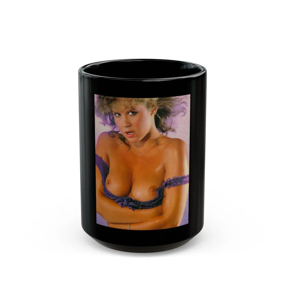 Linda Blair #143 - Topless (Vintage Female Icon) Black Coffee Mug-15oz-Go Mug Yourself