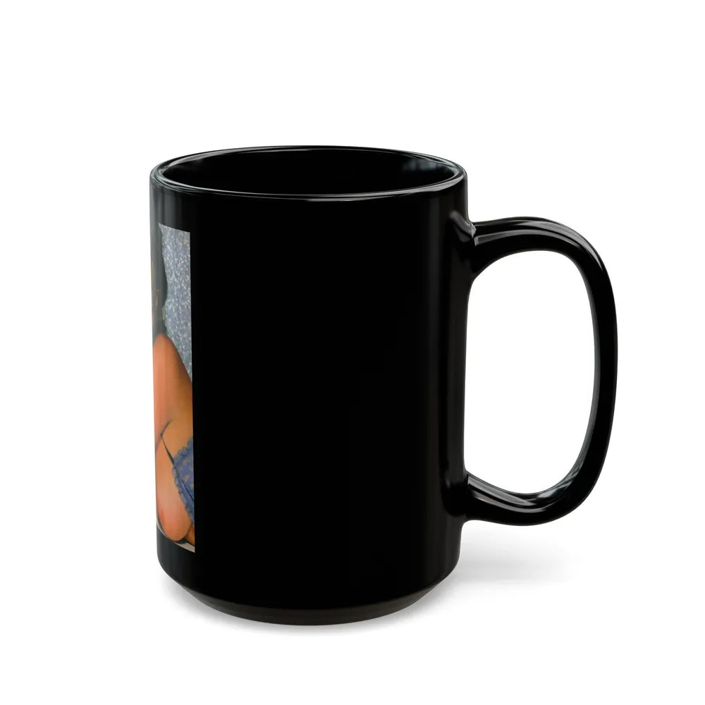 Linda Blair #144 - Topless (Vintage Female Icon) Black Coffee Mug-Go Mug Yourself