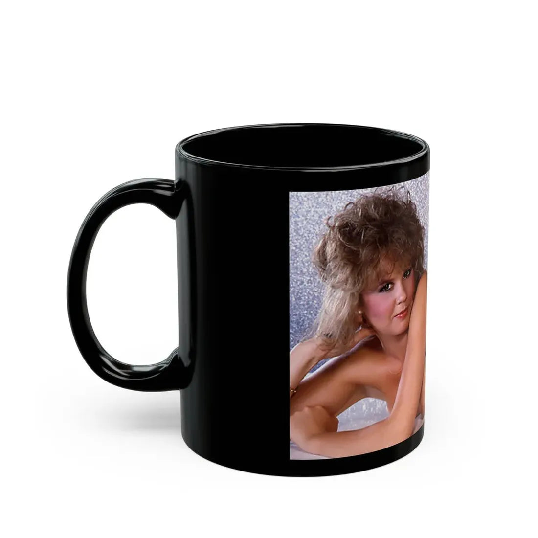 Linda Blair #155 - Topless (Vintage Female Icon) Black Coffee Mug - Go Mug Yourself