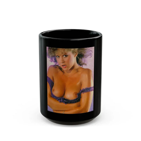 Linda Blair #159 - Topless (Vintage Female Icon) Black Coffee Mug 15oz - Go Mug Yourself