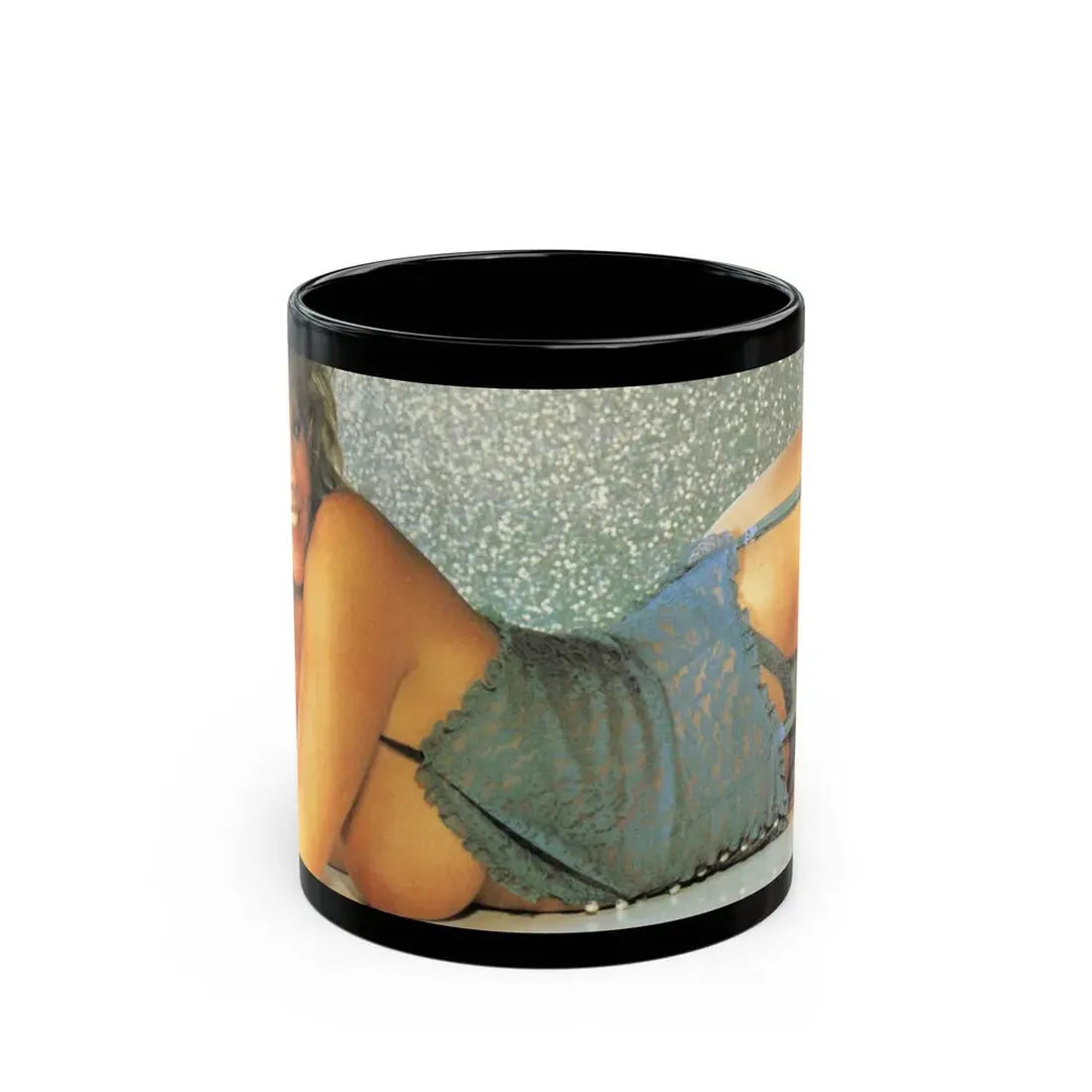 Linda Blair #164 - Topless (Vintage Female Icon) Black Coffee Mug 11oz - Go Mug Yourself