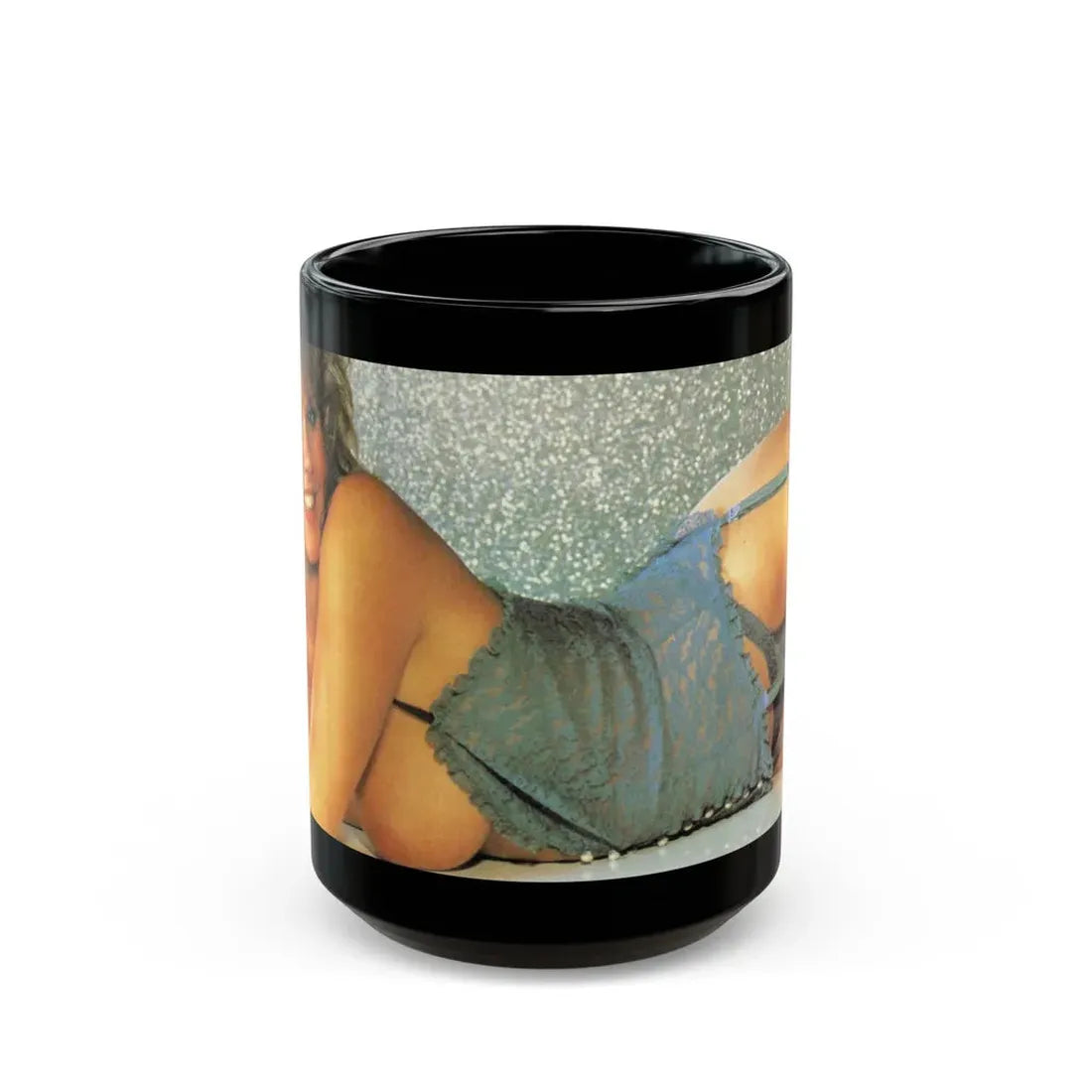 Linda Blair #164 - Topless (Vintage Female Icon) Black Coffee Mug 15oz - Go Mug Yourself