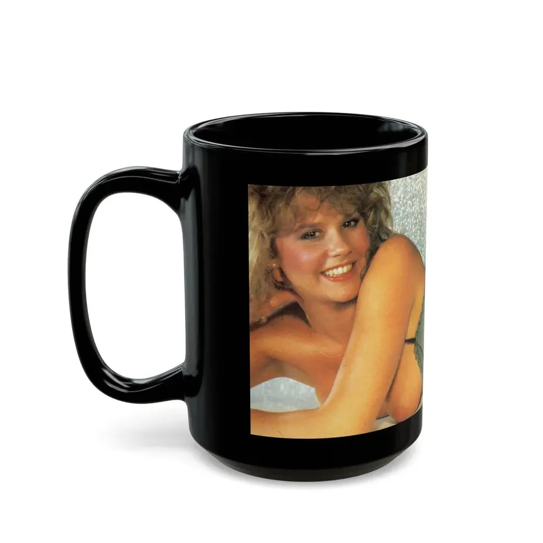 Linda Blair #164 - Topless (Vintage Female Icon) Black Coffee Mug - Go Mug Yourself