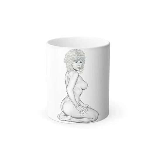 Linda Blair #168 - Nude Pencil Drawing (Vintage Female Icon) Color Changing Coffee Mug 11oz - Go Mug Yourself