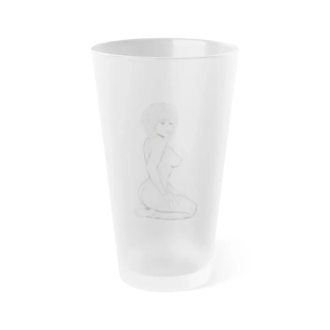 Linda Blair #168 - Nude Pencil Drawing (Vintage Female Icon) Frosted Pint Glass 16oz 16oz Frosted - Go Mug Yourself