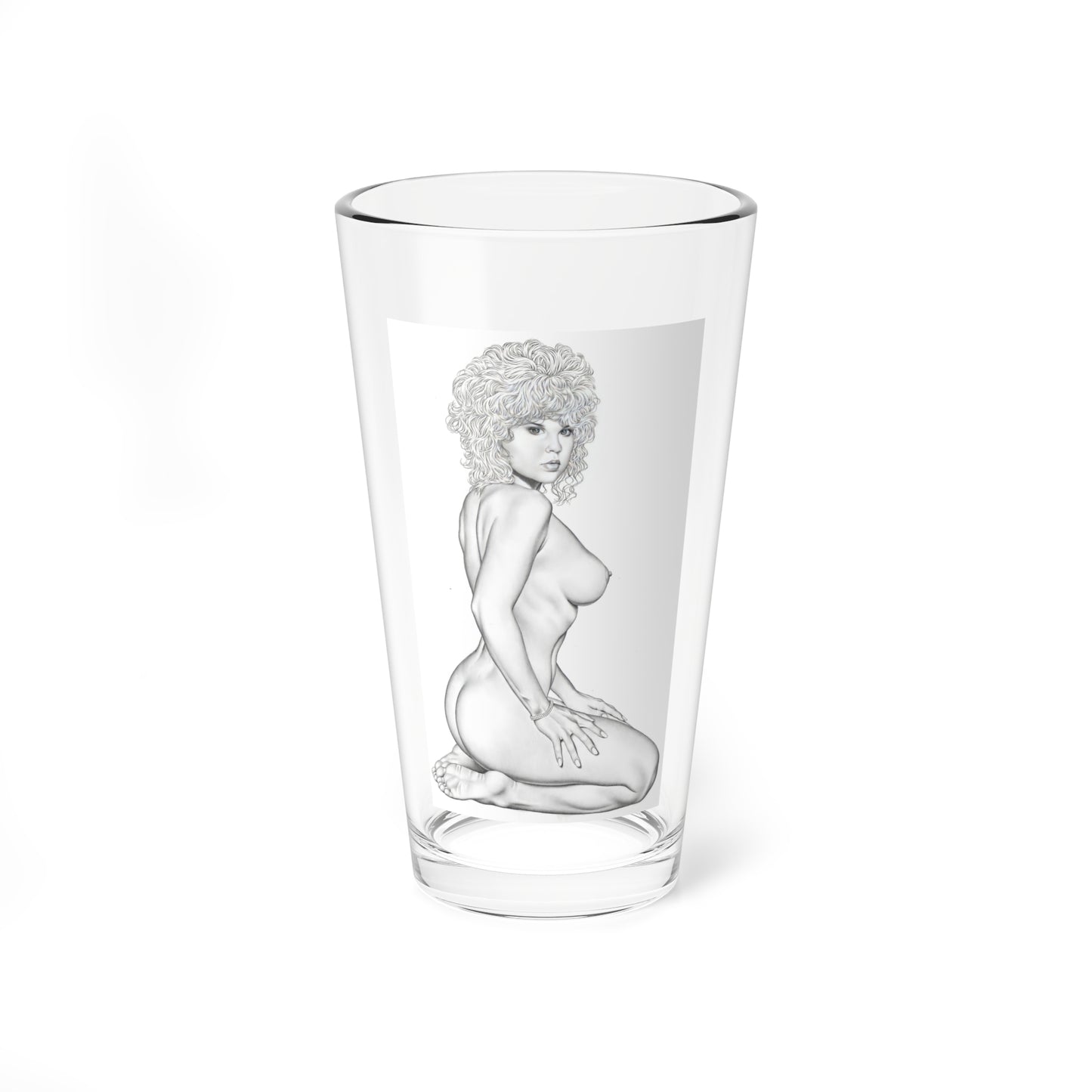 Linda Blair #168 - Nude Pencil Drawing (Vintage Female Icon) Pint Glass 16oz-16oz-Go Mug Yourself