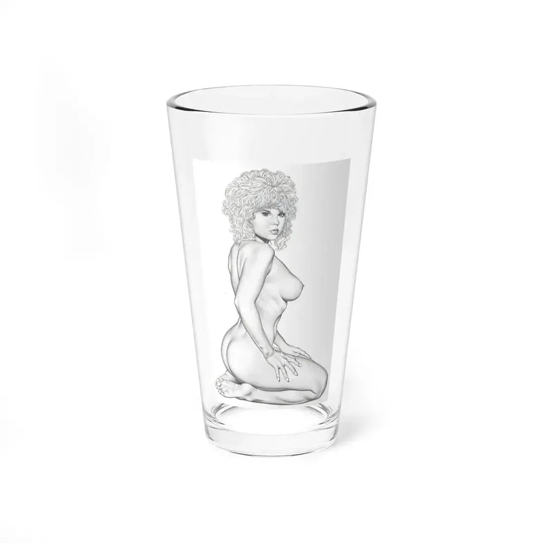 Linda Blair #168 - Nude Pencil Drawing (Vintage Female Icon) Pint Glass 16oz 16oz - Go Mug Yourself