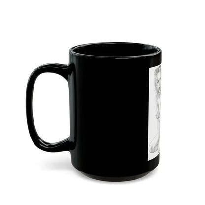 Linda Blair #169 - Nude Pencil Drawing (Vintage Female Icon) Black Coffee Mug - Go Mug Yourself