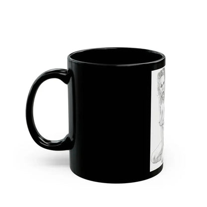 Linda Blair #169 - Nude Pencil Drawing (Vintage Female Icon) Black Coffee Mug - Go Mug Yourself