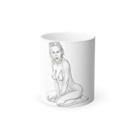 Linda Blair #169 - Nude Pencil Drawing (Vintage Female Icon) Color Changing Coffee Mug 11oz - Go Mug Yourself