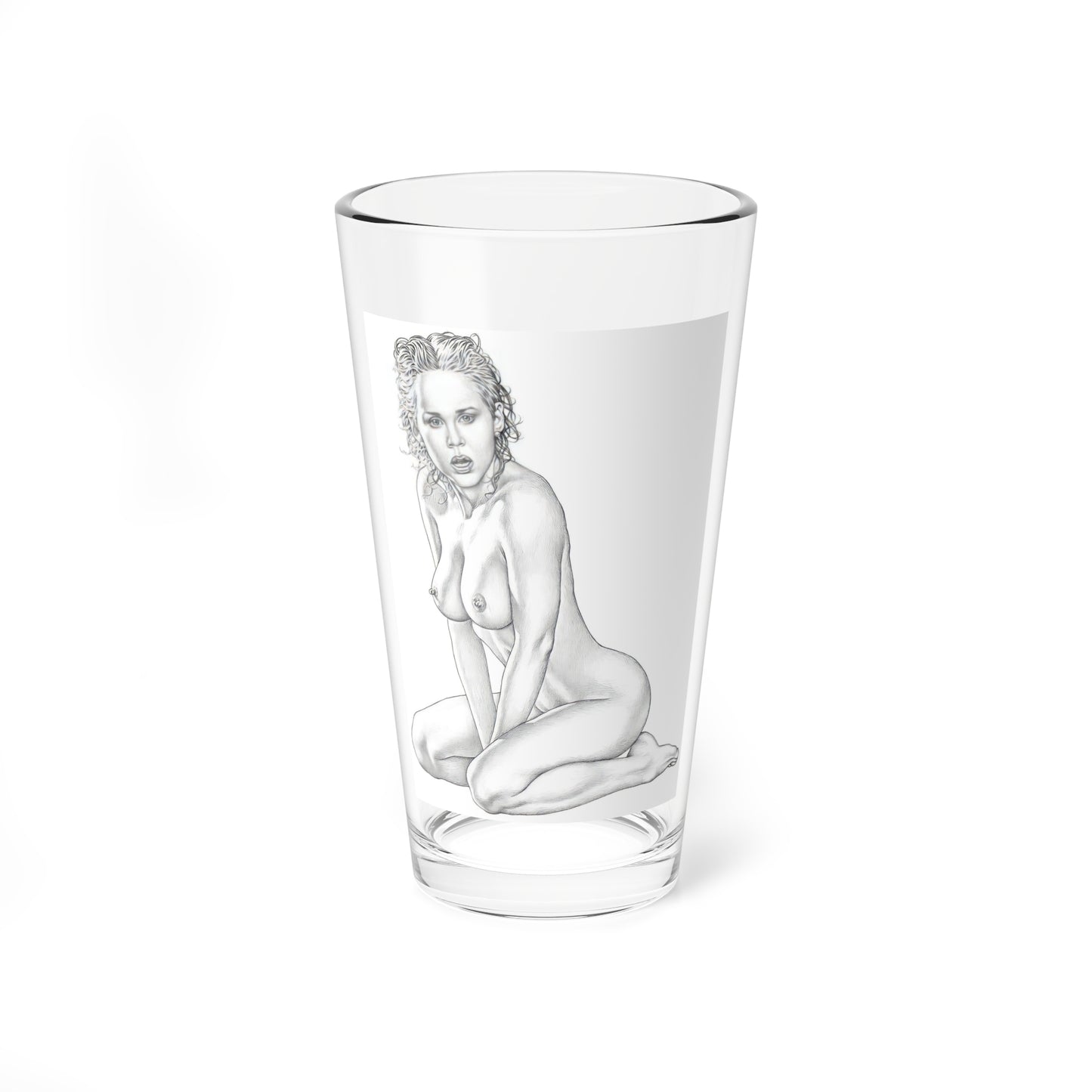 Linda Blair #169 - Nude Pencil Drawing (Vintage Female Icon) Pint Glass 16oz-16oz-Go Mug Yourself