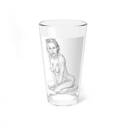 Linda Blair #169 - Nude Pencil Drawing (Vintage Female Icon) Pint Glass 16oz-16oz-Go Mug Yourself