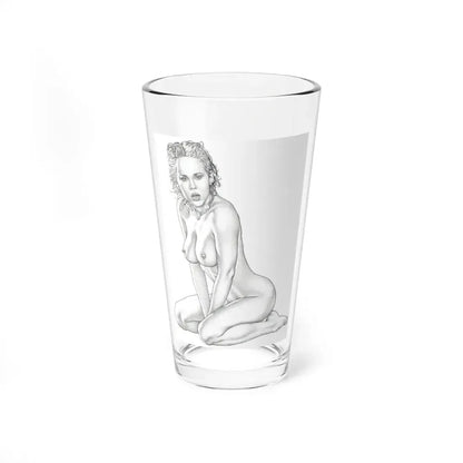 Linda Blair #169 - Nude Pencil Drawing (Vintage Female Icon) Pint Glass 16oz 16oz - Go Mug Yourself