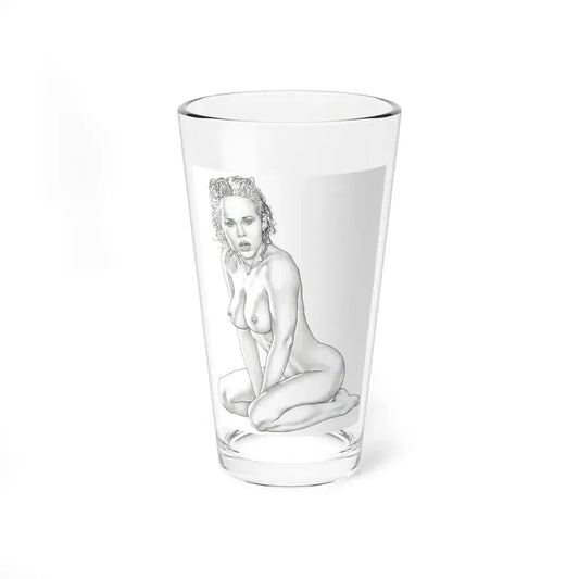 Linda Blair #169 - Nude Pencil Drawing (Vintage Female Icon) Pint Glass 16oz 16oz - Go Mug Yourself