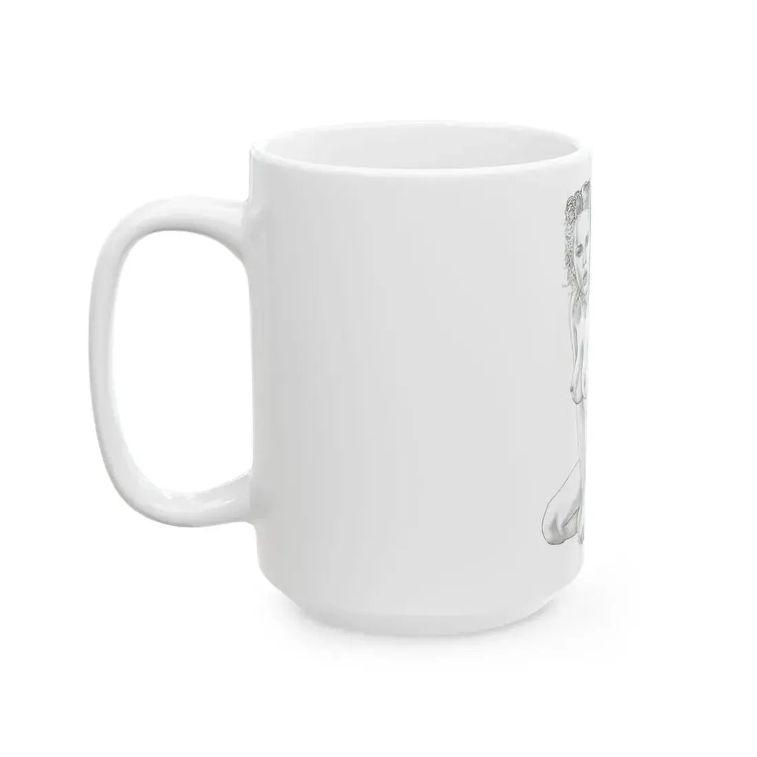 Linda Blair #169 - Nude Pencil Drawing (Vintage Female Icon) White Coffee Mug - Go Mug Yourself