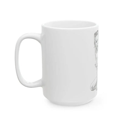 Linda Blair #169 - Nude Pencil Drawing (Vintage Female Icon) White Coffee Mug - Go Mug Yourself