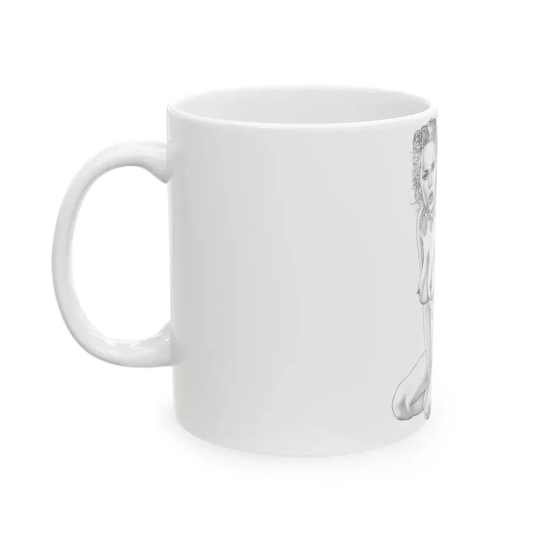Linda Blair #169 - Nude Pencil Drawing (Vintage Female Icon) White Coffee Mug - Go Mug Yourself