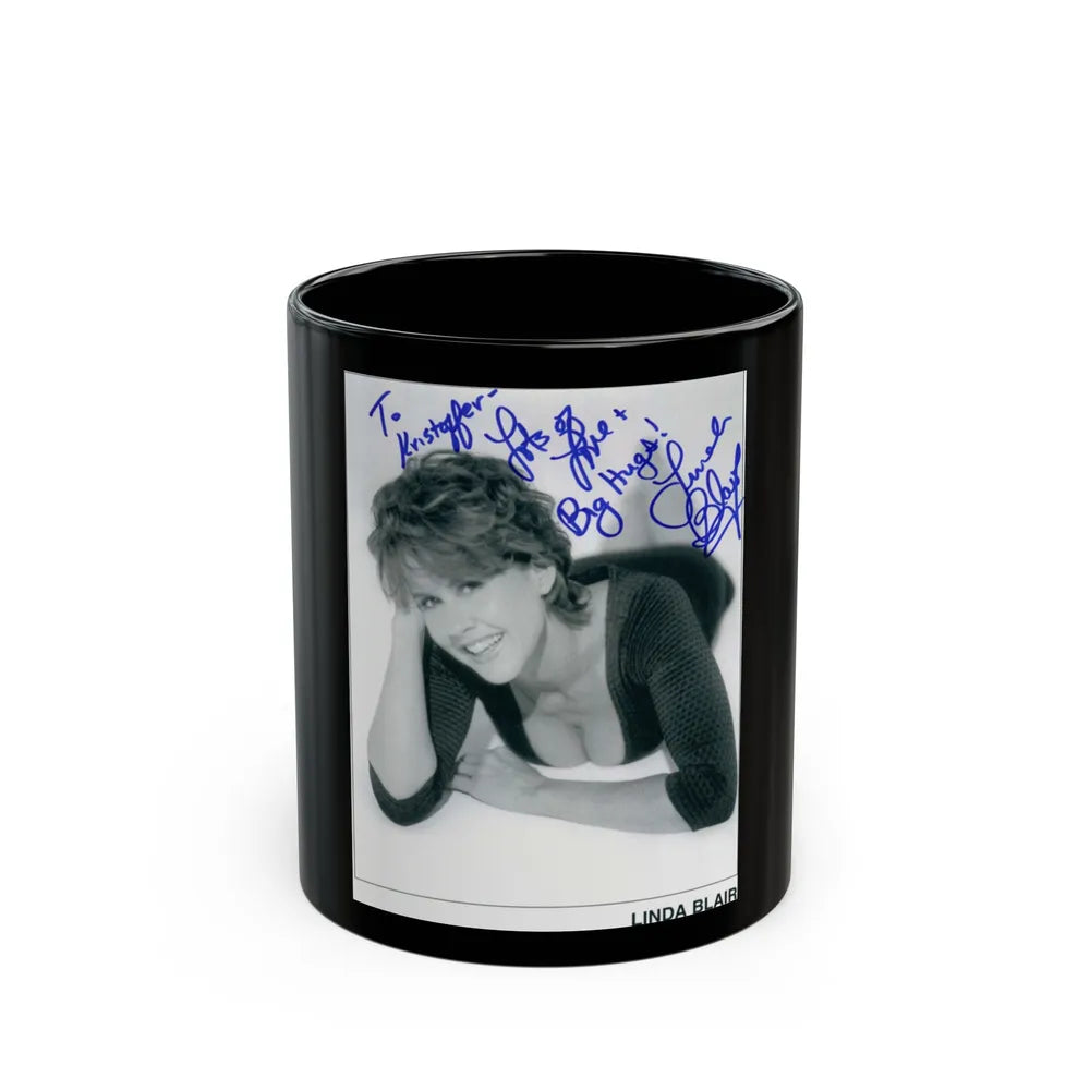 Linda Blair #17 (Vintage Female Icon) Black Coffee Mug-11oz-Go Mug Yourself