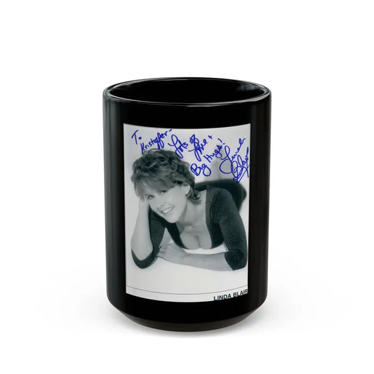 Linda Blair #17 (Vintage Female Icon) Black Coffee Mug 15oz - Go Mug Yourself