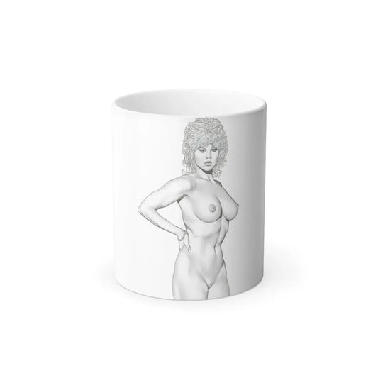 Linda Blair #170 - Nude Pencil Drawing (Vintage Female Icon) Color Changing Coffee Mug 11oz - Go Mug Yourself