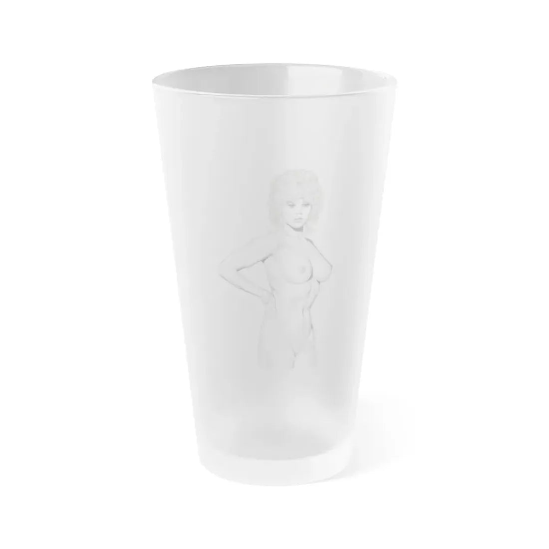 Linda Blair #170 - Nude Pencil Drawing (Vintage Female Icon) Frosted Pint Glass 16oz 16oz Frosted - Go Mug Yourself