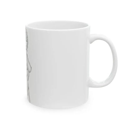 Linda Blair #170 - Nude Pencil Drawing (Vintage Female Icon) White Coffee Mug - Go Mug Yourself