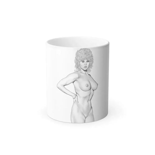 Linda Blair #170 - Nude Pencil Drawing_1 (Vintage Female Icon) Color Changing Coffee Mug 11oz - Go Mug Yourself