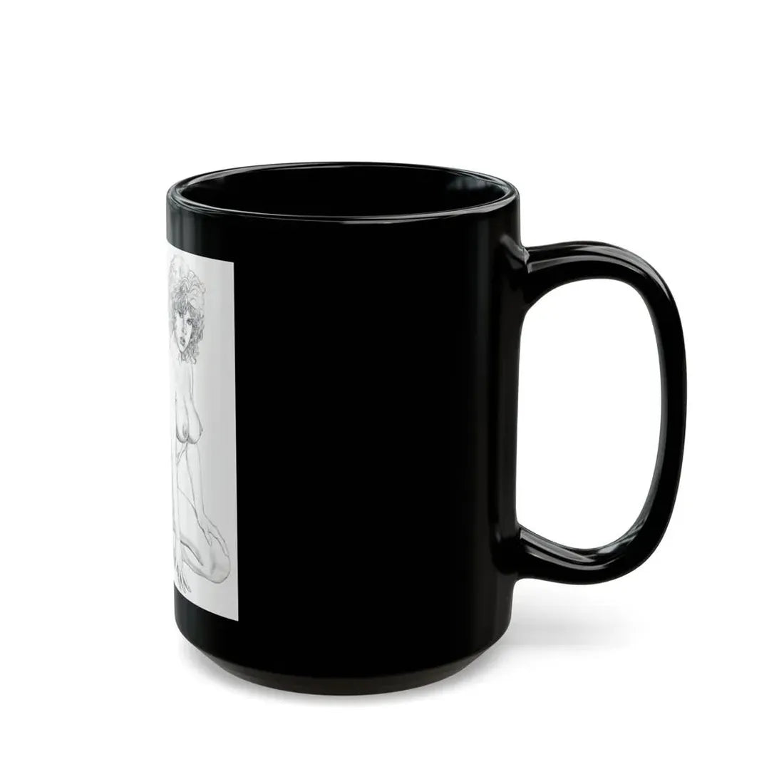 Linda Blair #171 - Nude Pencil Drawing (Vintage Female Icon) Black Coffee Mug - Go Mug Yourself