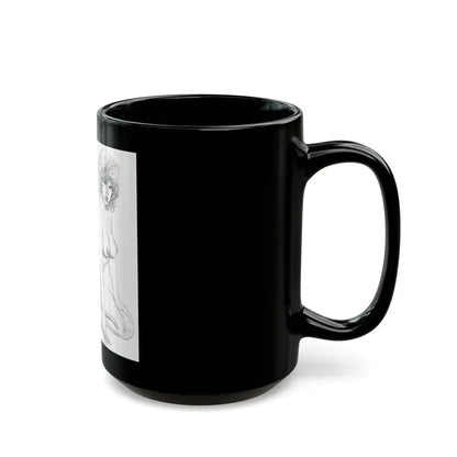 Linda Blair #171 - Nude Pencil Drawing (Vintage Female Icon) Black Coffee Mug - Go Mug Yourself