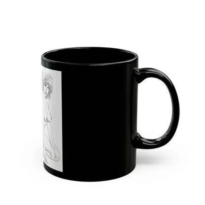 Linda Blair #171 - Nude Pencil Drawing (Vintage Female Icon) Black Coffee Mug - Go Mug Yourself