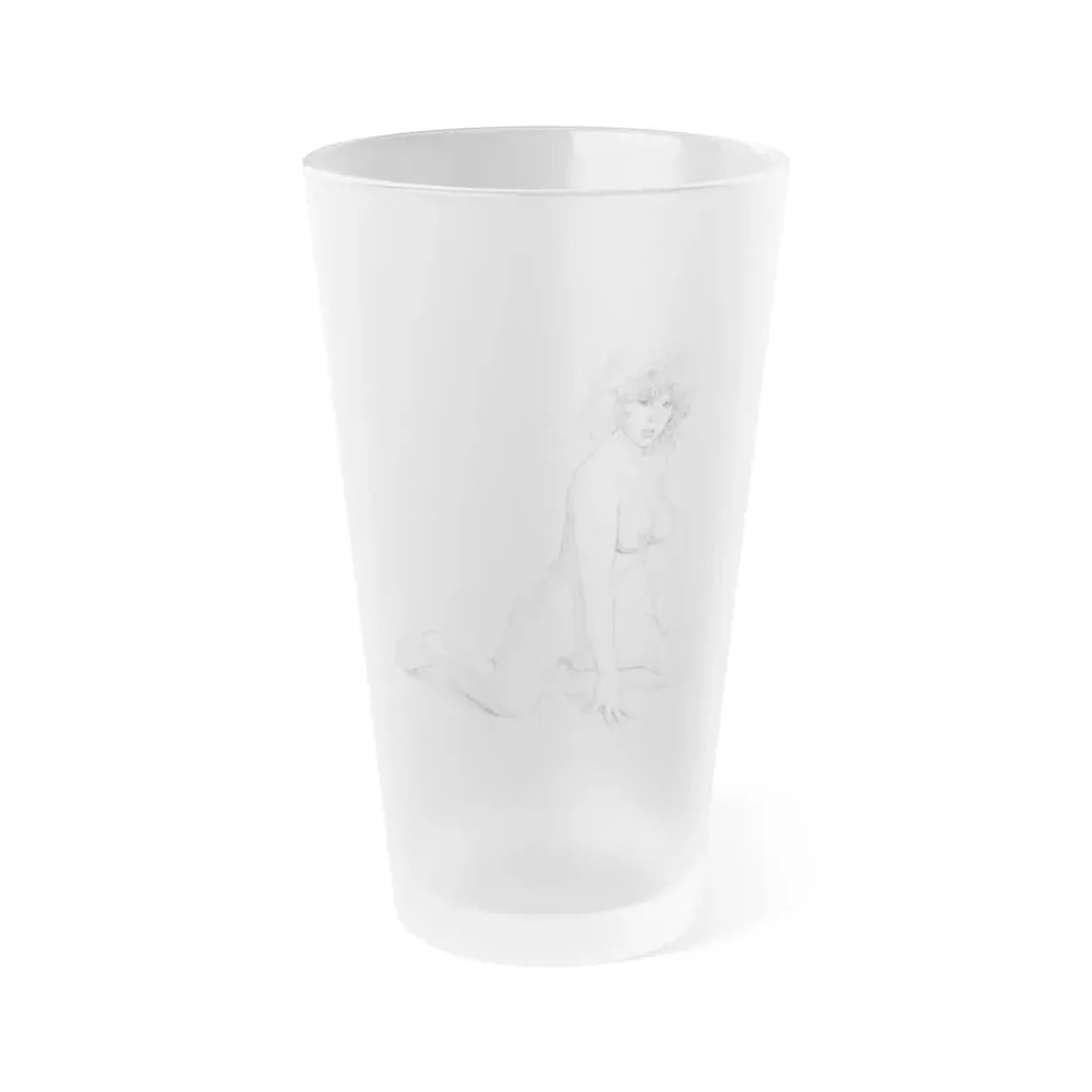Linda Blair #171 - Nude Pencil Drawing (Vintage Female Icon) Frosted Pint Glass 16oz 16oz Frosted - Go Mug Yourself